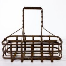 6 compartment metal milk bottle carrier - Front